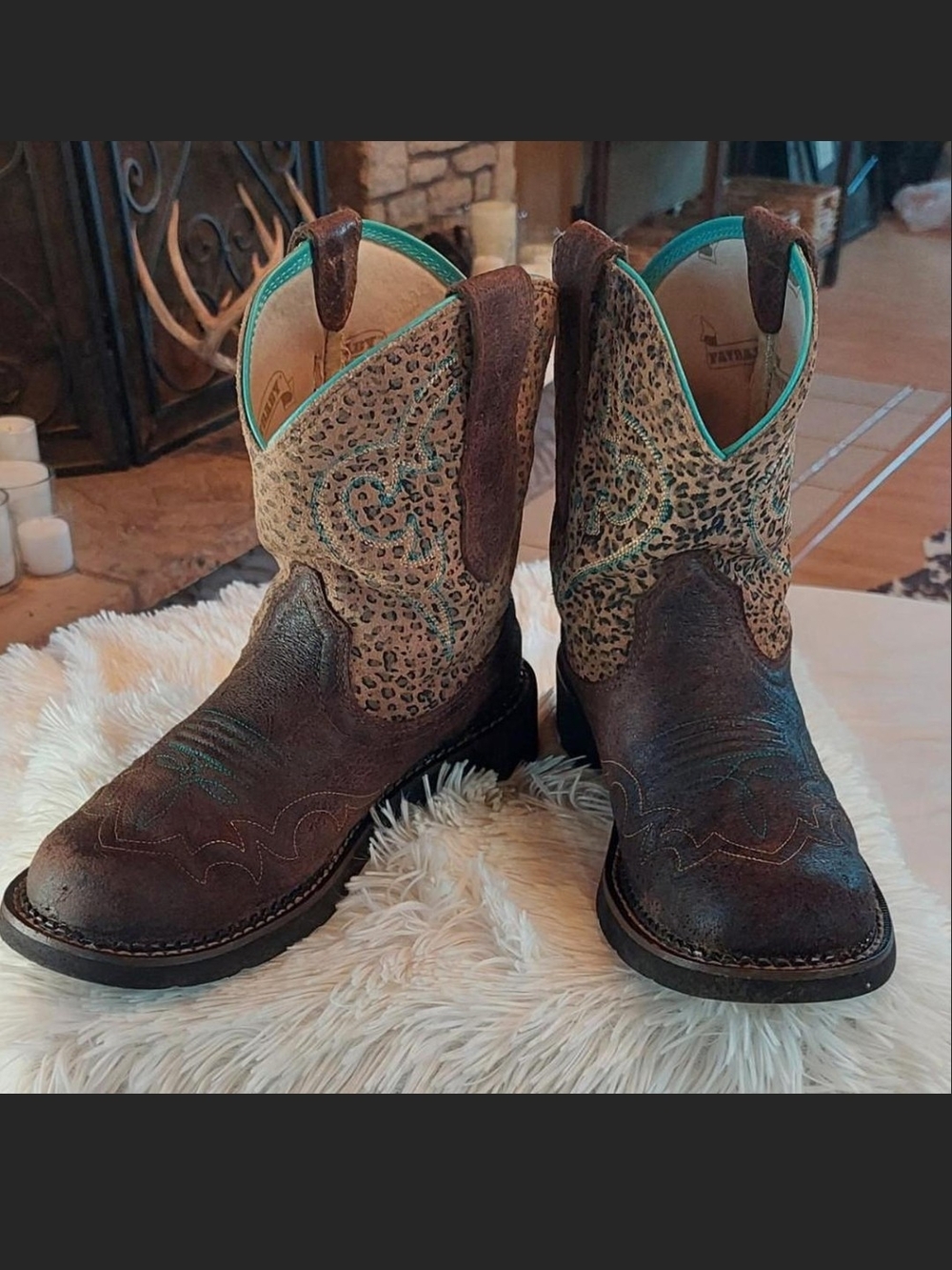 Ariat Fatbaby Heritage Leopard Boots Women's 8.5B EUC